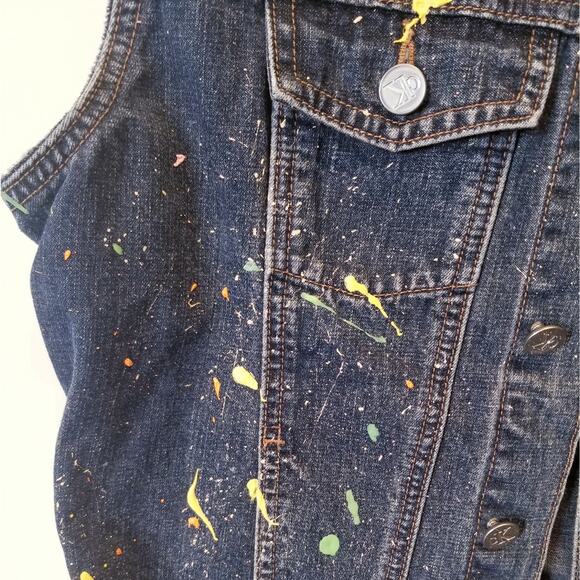Calvin Klein Denim Vest Painted Comfortable Sleeveless Breathable Women's Size S - Picture 5 of 15
